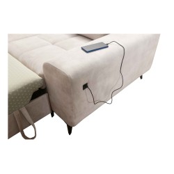 Ecksofa Ascot IV mit Schlaffunktion, USB-Anschluss und verstellbaren Kopfstützen - Samt, Wave 10