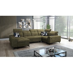 Ascot IV corner sofa with sleeping function, USB port, and adjustable headrests - Velvet, Wave 11