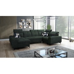 Ascot IV corner sofa with sleeping function, USB port, and adjustable headrests - Velvet, Wave 12