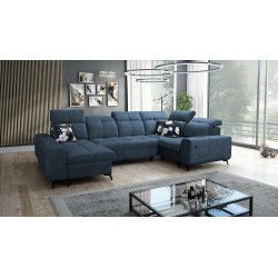Ascot IV corner sofa with a sleeping function, USB port, and adjustable headrests - Velvet, Wave 14