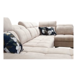 Ascot IV corner sofa with sleeping function, USB port, and adjustable headrests - Velvet, Wave 15