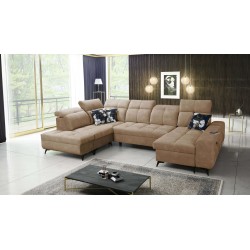 Ascot VI Corner Sofa with Sleeping Function, USB Port, and Adjustable Headrests | Furniture