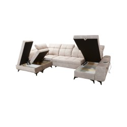 Ascot VI Corner Sofa with Sleeping Function, USB Port, and Adjustable Headrests | Furniture