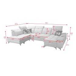 Ascot VI Corner Sofa with Sleeping Function, USB Port, and Adjustable Headrests | Furniture