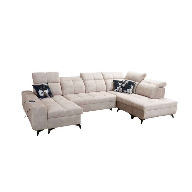 Ascot VI Corner Sofa with Sleeping Function, USB Port, and Adjustable Headrests | Furniture