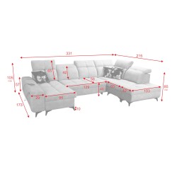 Ascot VI Corner Sofa with Sleeping Function, USB Port, and Adjustable Headrests | Furniture