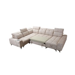 U-förmiges Ecksofa Ascot VIII mit Schlaffunktion | Samtstoff, Wave 2