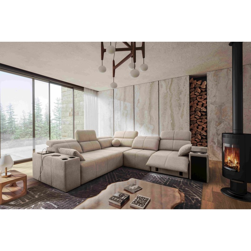 Кутовий диван Milano III Mix з функцією сну (Плетіння, Verita 09) | Ваш салон сповнений комфорту