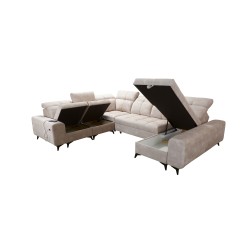 U-förmiges Ecksofa Ascot VIII mit Schlaffunktion | Veloursstoff, Wave 10