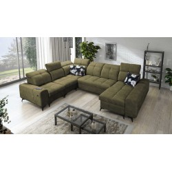 Ascot VIII U-Shaped Sofa with Sleeping Function | Velvet Fabric, Wave 11