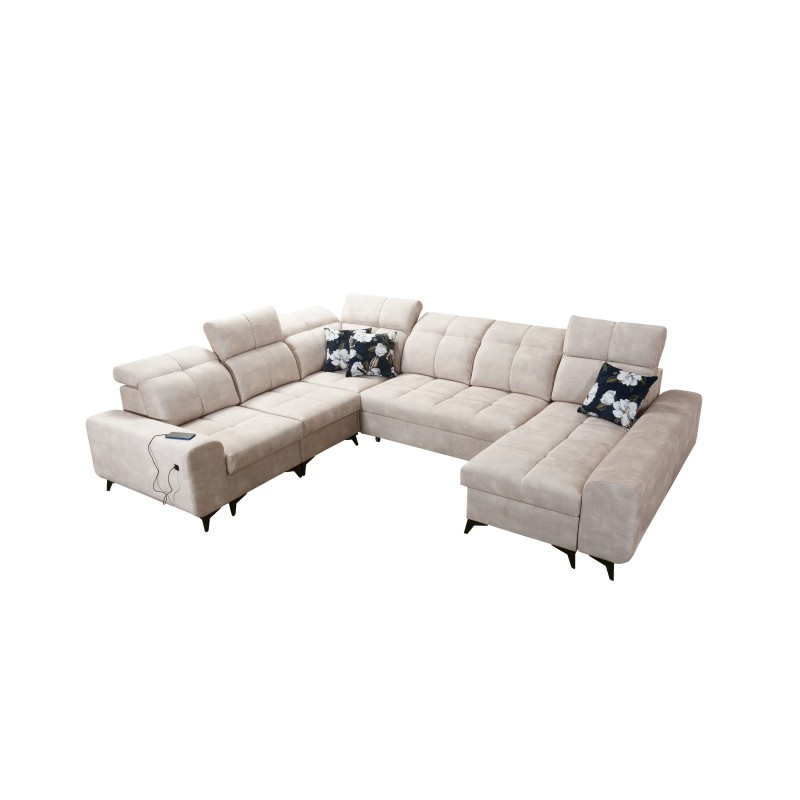 U-shaped Ascot VIII corner sofa with a sleeping function | Velvet fabric, Wave 12