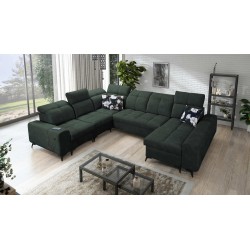 U-shaped Ascot VIII corner sofa with a sleeping function | Velvet fabric, Wave 12