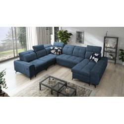U-shaped corner sofa Ascot VIII with sleeping function | Velvet fabric, Wave 14