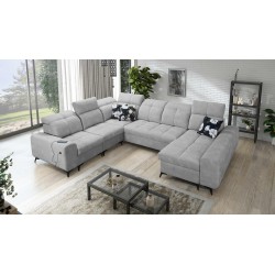 Ascot VIII U-shaped sectional sofa with sleeping function | Velvet Fabric, Wave 15