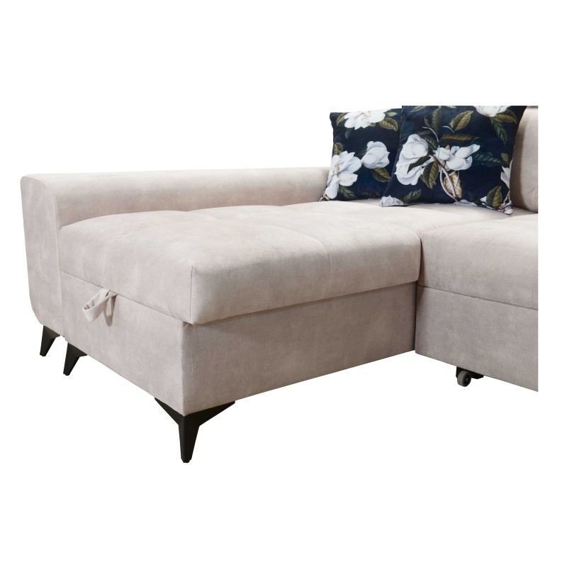 U-shaped corner sofa Ascot VIII with sleeping function | Velvet fabric, Wave 1