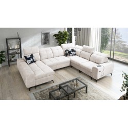 Ecksofa in U-Form Ascot VIII mit Schlaffunktion | Samtstoff, Wave 1