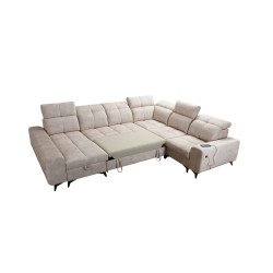 U-förmiges Ecksofa Ascot VIII mit Schlaffunktion | Samtstoff, Wave 5