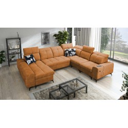 U-shaped Ascot VIII Corner Sofa with Sleeping Function | Velvet Fabric, Wave 6