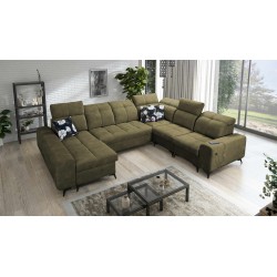 U-förmiges Ecksofa Ascot VIII mit Schlaffunktion | Samtstoff, Wave 11