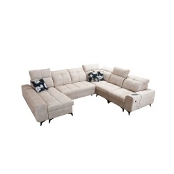 Ascot VIII U-Shaped Sofa with Sleeping Function | Velvet Fabric, Wave 11