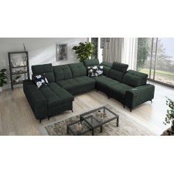 U-förmiges Sofa Ascot VIII mit Schlaffunktion | Samtstoff, Wave 12
