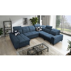 U-shaped corner sofa Ascot VIII with sleeping function | Velvet fabric, Wave 14