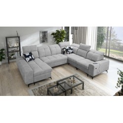 Ascot VIII U-shaped sectional sofa with sleeping function | Velvet Fabric, Wave 15