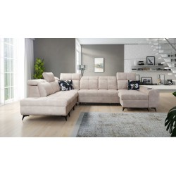 Sofá esquinero funcional en forma de U Ascot X con tela de terciopelo, Wave 2 | Tienda de muebles