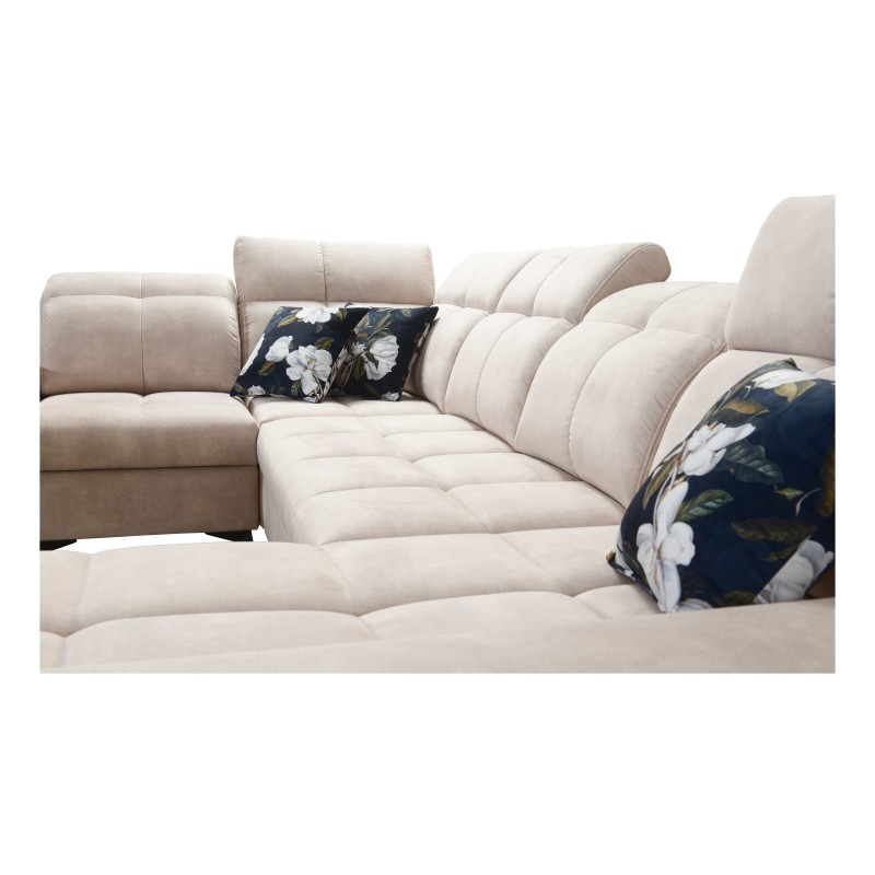 Funktionales Ecksofa in U-Form Ascot X mit Samtstoff, Wave 2 | Möbelgeschäft