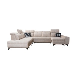 Funktionales Ecksofa in U-Form Ascot X mit Veloursstoff, Wave 1 | Möbelgeschäft