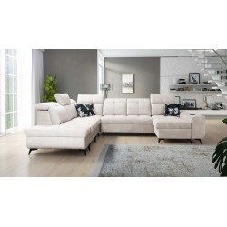 Functional U-shaped corner sofa Ascot X with Velvet fabric, Wave 1 | Furniture store