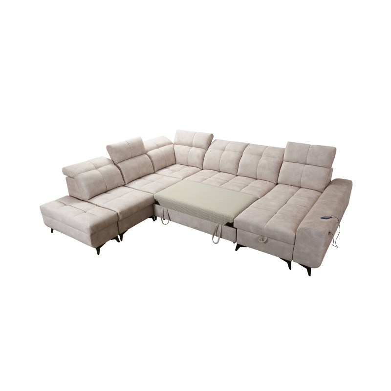 Sofá esquinero funcional en forma de U Ascot X con tela de terciopelo, Wave 5 | Tienda de muebles