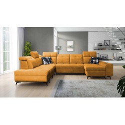 Functional U-shaped corner sofa Ascot X with Velour fabric, Wave 5 | Furniture Store