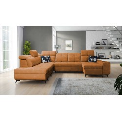 Functional U-shaped corner sofa Ascot X with Velour fabric, Wave 6 | Furniture store