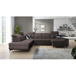 Funktionales Ecksofa in U-Form Ascot X mit Veloursstoff, Wave 10 | Möbelgeschäft