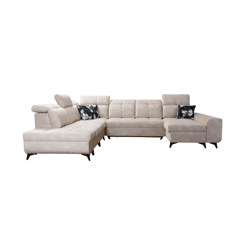 Funktionales Ecksofa in U-Form Ascot X mit Veloursstoff, Wave 11 | Möbelgeschäft