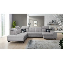 Sofá esquinero funcional en forma de U Ascot X con tela de terciopelo, Wave 15 | Tienda de muebles