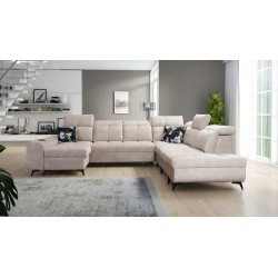Funktionales Ecksofa in U-Form Ascot X mit Samtstoff, Wave 2 | Möbelgeschäft