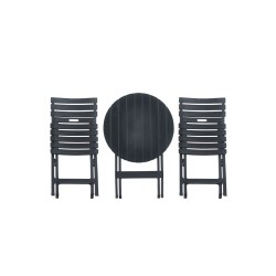 Set of folding table + 2 chairs (black)