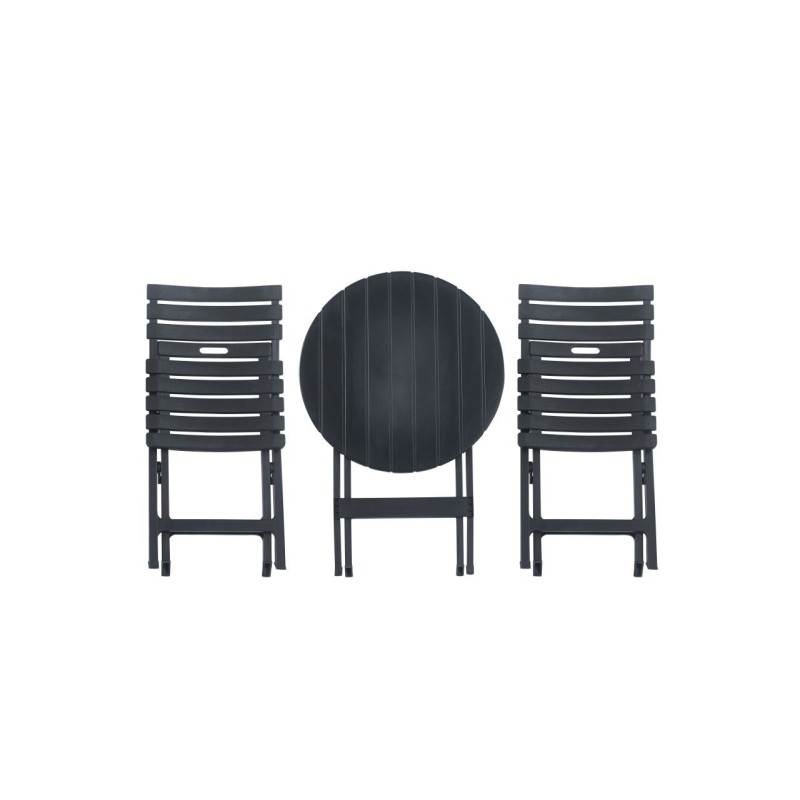 Set Klapptisch + 2 Stühle (schwarz)