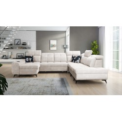 Sofá esquinero funcional en forma de U Ascot X con tela de terciopelo, Wave 1 | Tienda de muebles