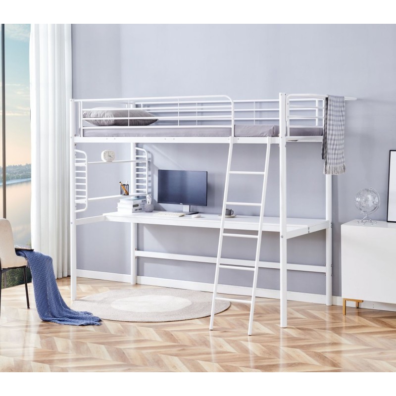 Cama litera con escritorio 90x200 (blanco)