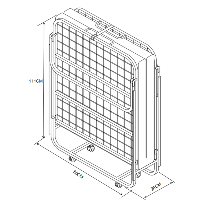 Folding bed with a 78x190 mattress