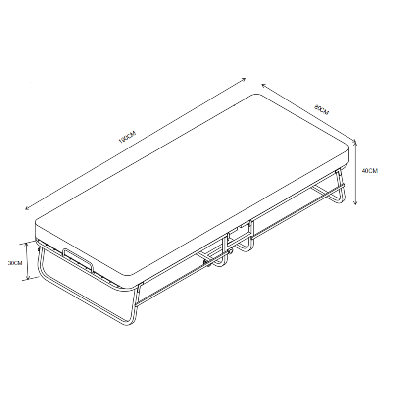 Folding bed with a 78x190 mattress