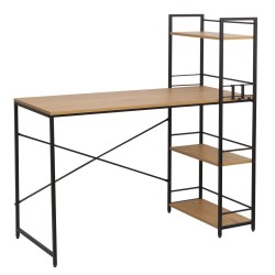 Escritorio con estantería (roble natural/estructura negra)