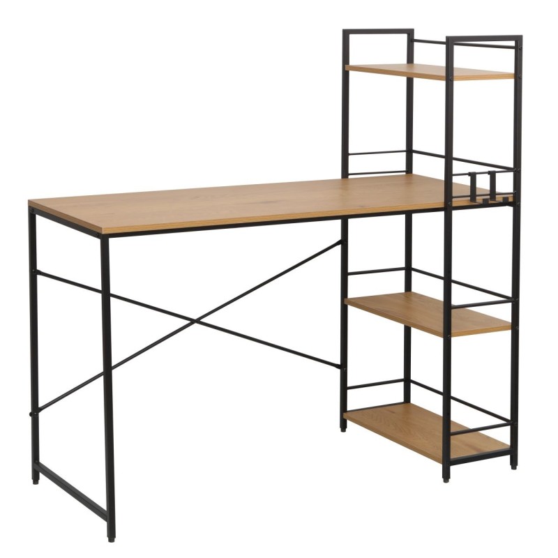 Escritorio con estantería (roble natural/estructura negra)