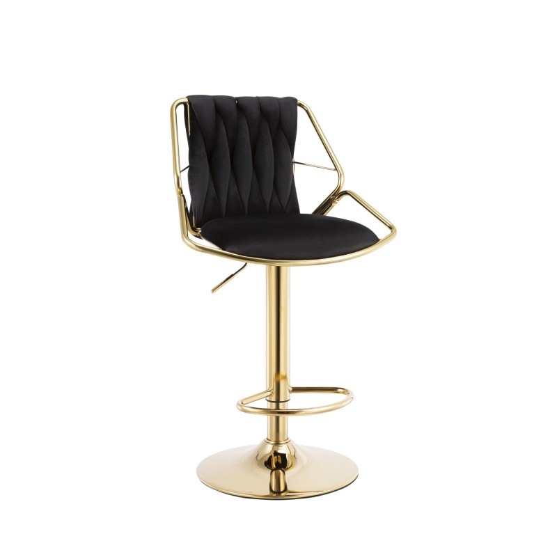 Black velvet bar stool (golden frame)