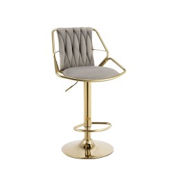 Gray velvet bar stool (gold frame)
