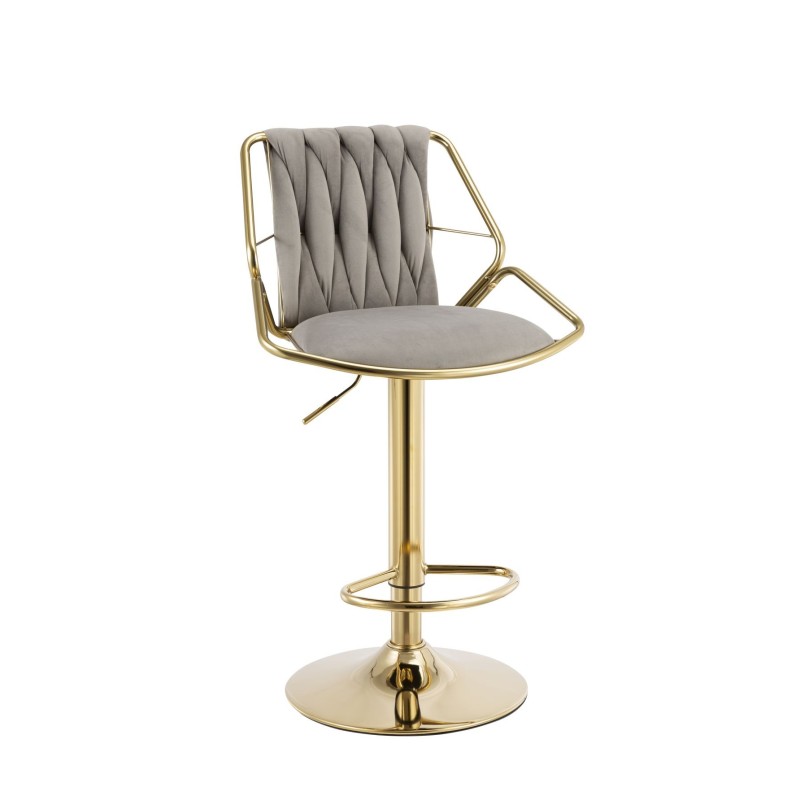 Gray velvet bar stool (gold frame)