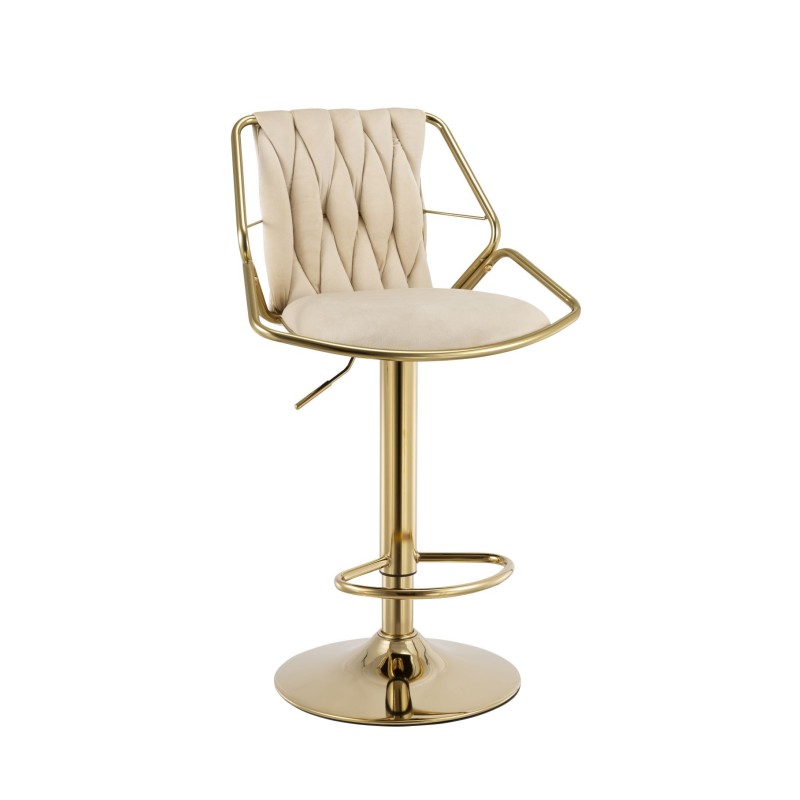 Barhocker Samt Beige (goldenes Gestell)